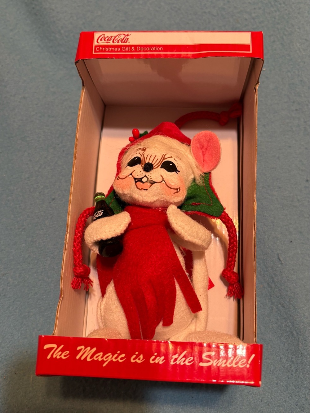 Annalee Red and Green Holiday Mouse Ornament Plush